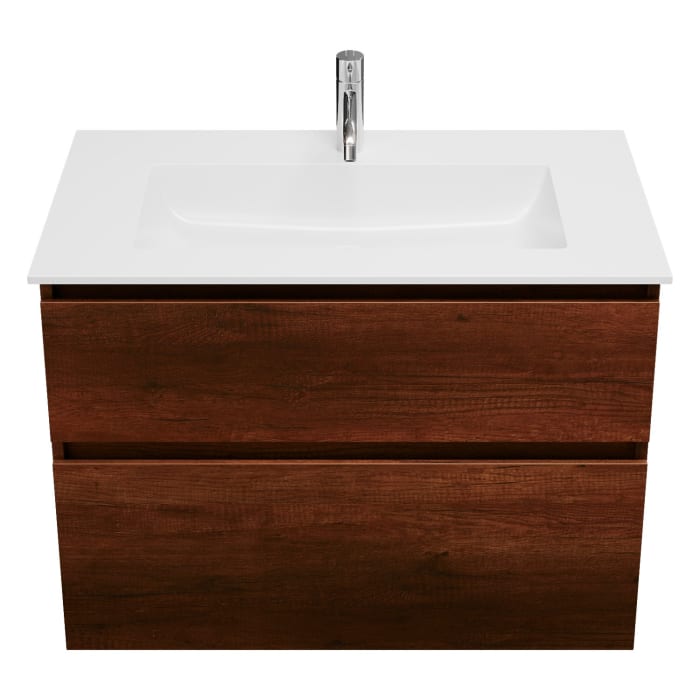 burgbad Lin20 Waschtischunterschrank mit Mineralguss-Waschtisch 82 cm, 2 Auszüge