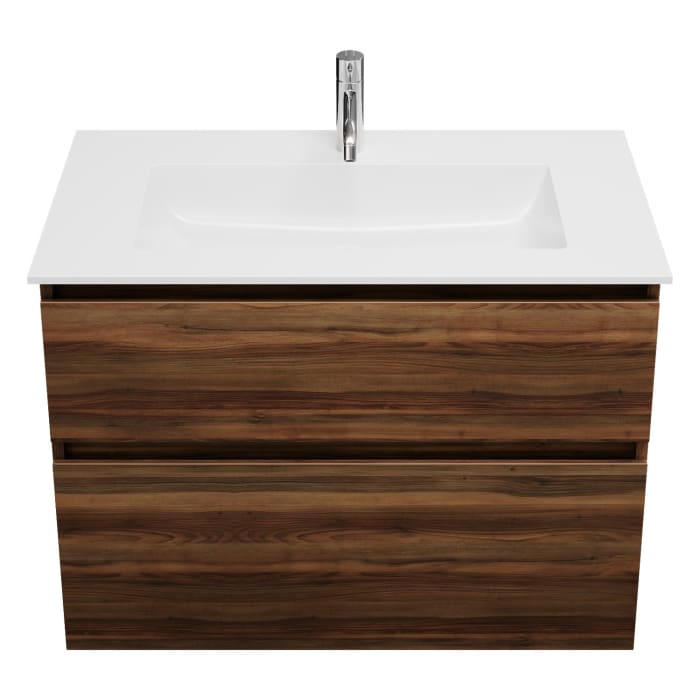 burgbad Lin20 Waschtischunterschrank mit Mineralguss-Waschtisch 82 cm, 2 Auszüge