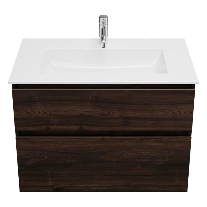 burgbad Lin20 Waschtischunterschrank mit Mineralguss-Waschtisch 82 cm, 2 Auszüge