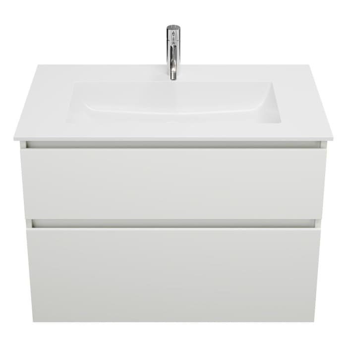 burgbad Lin20 Waschtischunterschrank mit Mineralguss-Waschtisch 82 cm, 2 Auszüge