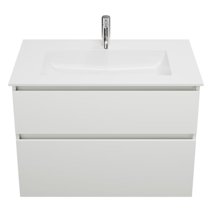 burgbad Lin20 Waschtischunterschrank mit Mineralguss-Waschtisch 82 cm, 2 Auszüge