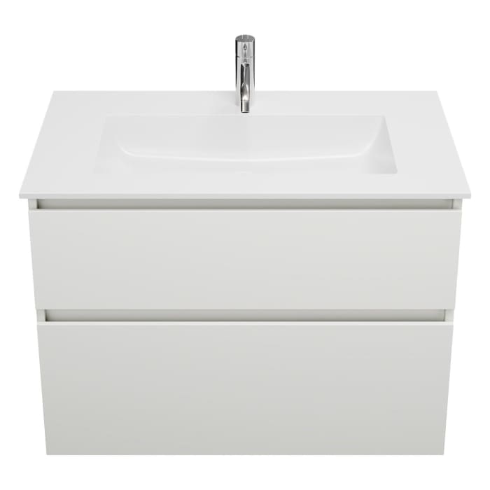 burgbad Lin20 Waschtischunterschrank mit Mineralguss-Waschtisch 82 cm, 2 Auszüge