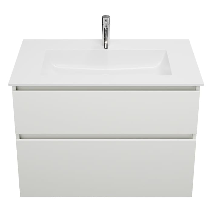 burgbad Lin20 Waschtischunterschrank mit Mineralguss-Waschtisch 82 cm, 2 Auszüge