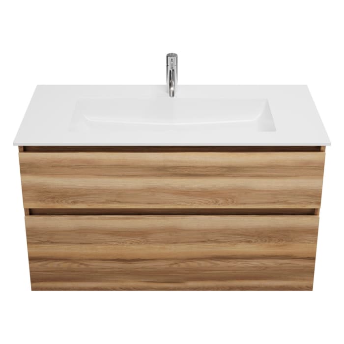 burgbad Lin20 Waschtischunterschrank mit Mineralguss-Waschtisch 102 cm, 2 Auszüge