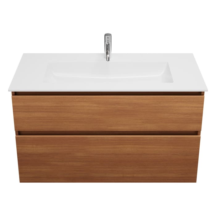 burgbad Lin20 Waschtischunterschrank mit Mineralguss-Waschtisch 102 cm, 2 Auszüge