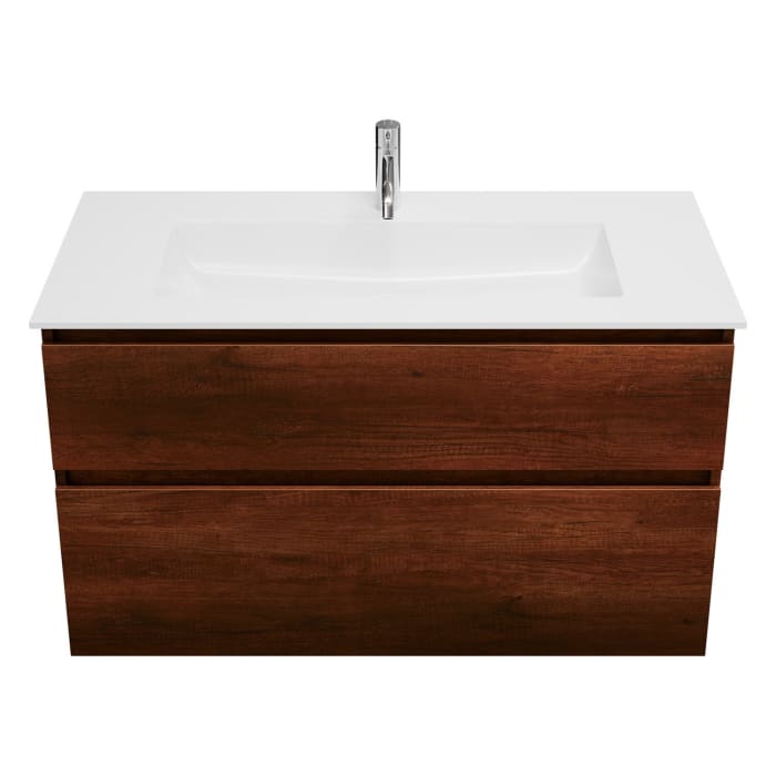 burgbad Lin20 Waschtischunterschrank mit Mineralguss-Waschtisch 102 cm, 2 Auszüge