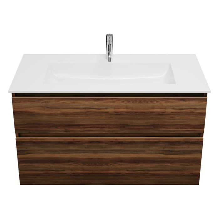 burgbad Lin20 Waschtischunterschrank mit Mineralguss-Waschtisch 102 cm, 2 Auszüge