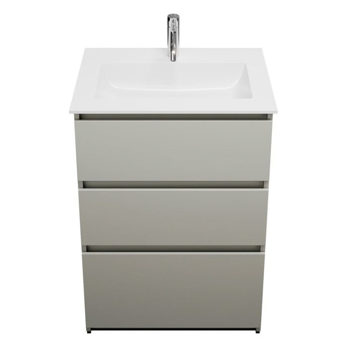 burgbad Lin20 Waschtischunterschrank mit Mineralguss-Waschtisch 62 cm, 3 Auszüge