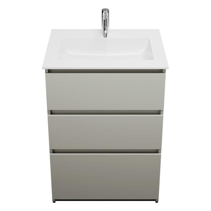 burgbad Lin20 Waschtischunterschrank mit Mineralguss-Waschtisch 62 cm, 3 Auszüge