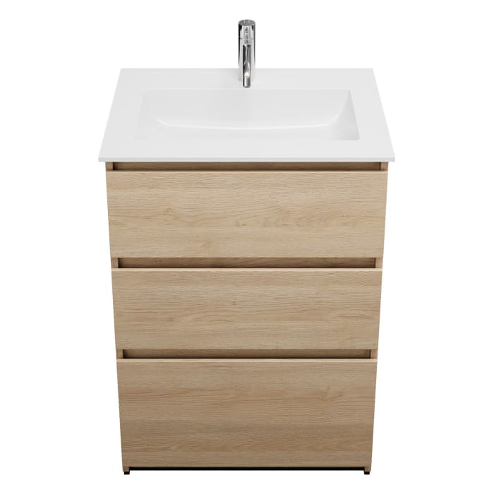 burgbad Lin20 Waschtischunterschrank mit Mineralguss-Waschtisch 62 cm, 3 Auszüge