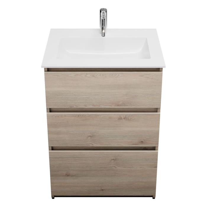 burgbad Lin20 Waschtischunterschrank mit Mineralguss-Waschtisch 62 cm, 3 Auszüge