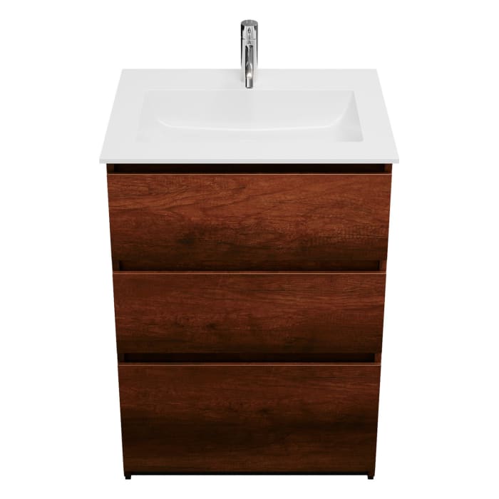 burgbad Lin20 Waschtischunterschrank mit Mineralguss-Waschtisch 62 cm, 3 Auszüge