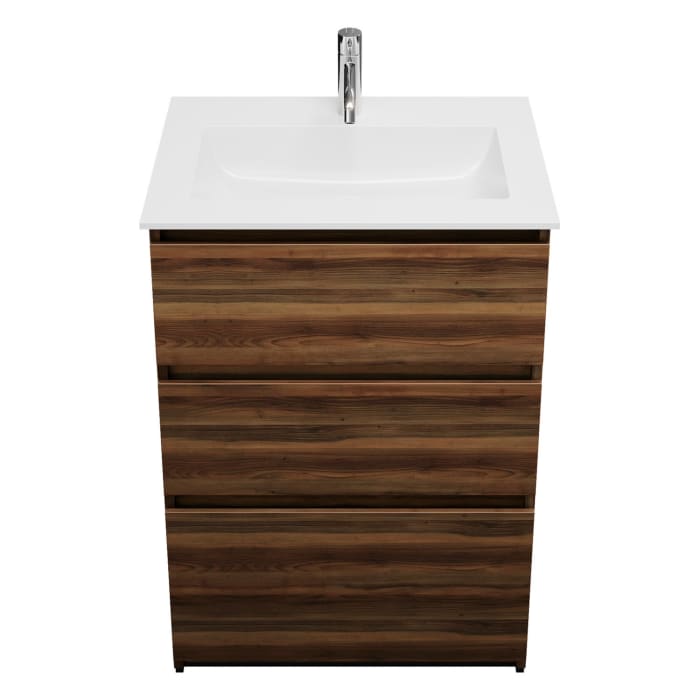 burgbad Lin20 Waschtischunterschrank mit Mineralguss-Waschtisch 62 cm, 3 Auszüge