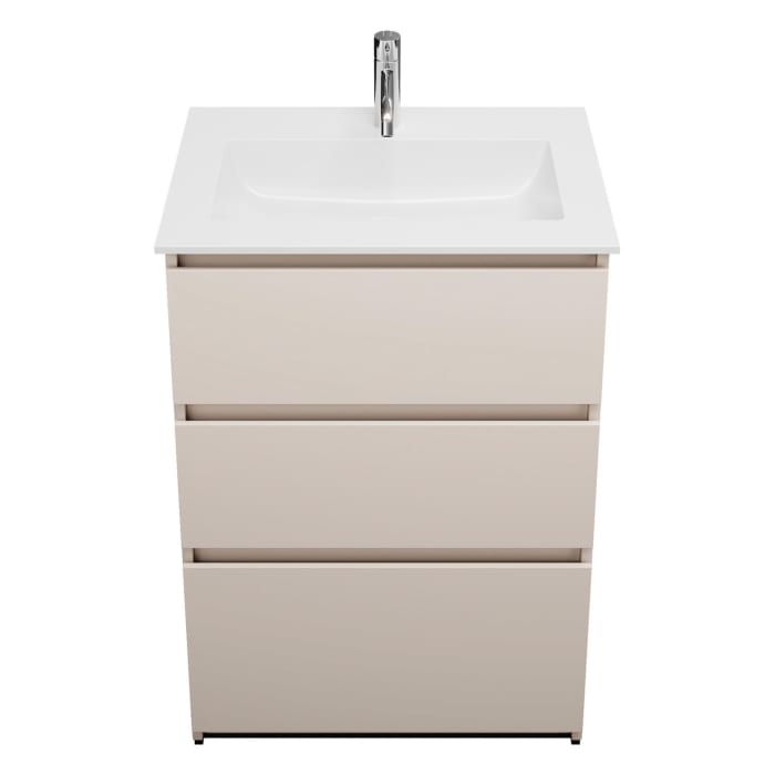 burgbad Lin20 Waschtischunterschrank mit Mineralguss-Waschtisch 62 cm, 3 Auszüge