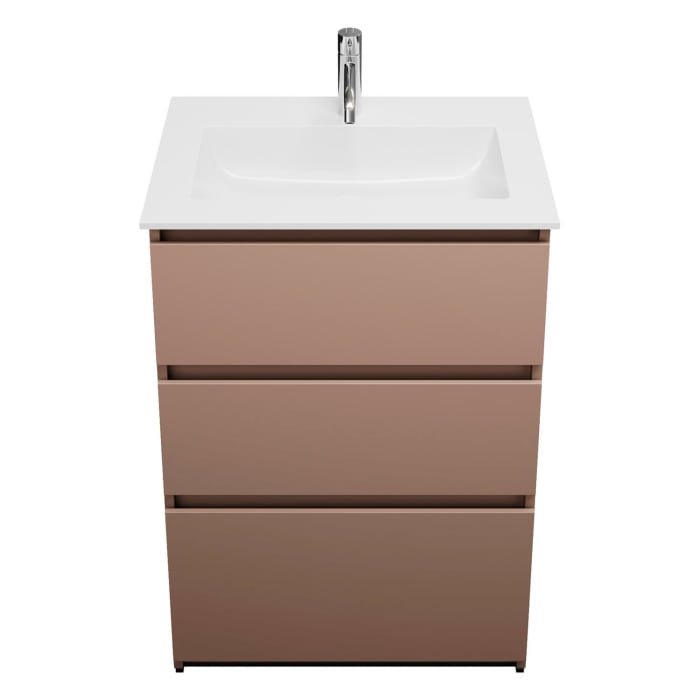 burgbad Lin20 Waschtischunterschrank mit Mineralguss-Waschtisch 62 cm, 3 Auszüge