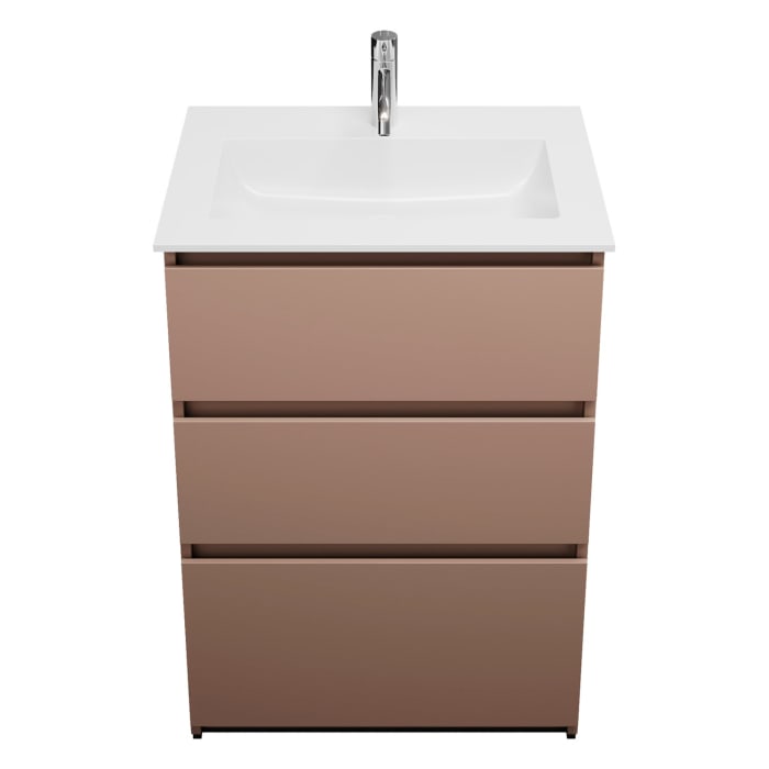 burgbad Lin20 Waschtischunterschrank mit Mineralguss-Waschtisch 62 cm, 3 Auszüge