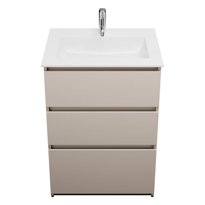 burgbad Lin20 Waschtischunterschrank mit Mineralguss-Waschtisch 62 cm, 3 Auszüge