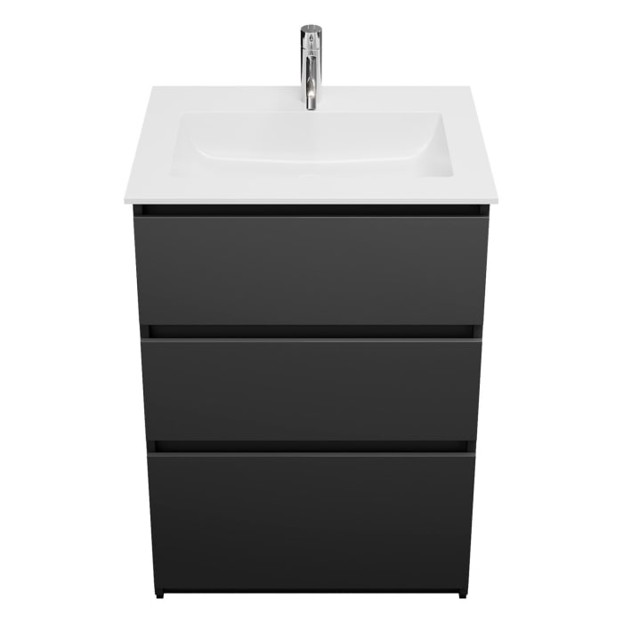 burgbad Lin20 Waschtischunterschrank mit Mineralguss-Waschtisch 62 cm, 3 Auszüge