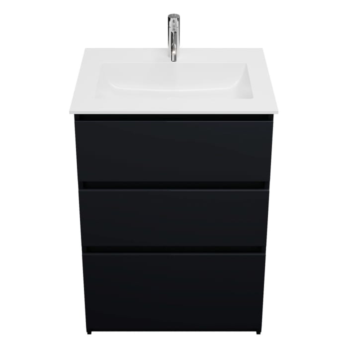 burgbad Lin20 Waschtischunterschrank mit Mineralguss-Waschtisch 62 cm, 3 Auszüge