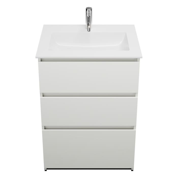 burgbad Lin20 Waschtischunterschrank mit Mineralguss-Waschtisch 62 cm, 3 Auszüge