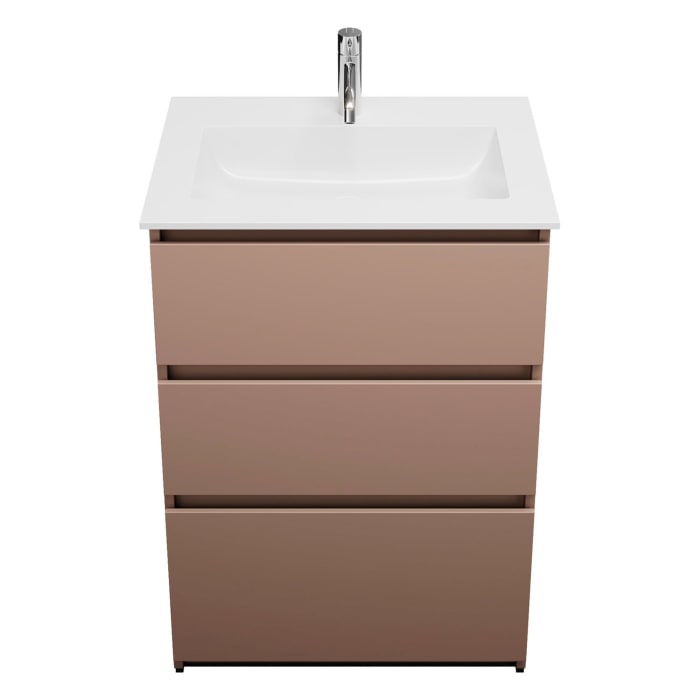 burgbad Lin20 Waschtischunterschrank mit Mineralguss-Waschtisch 62 cm, 3 Auszüge