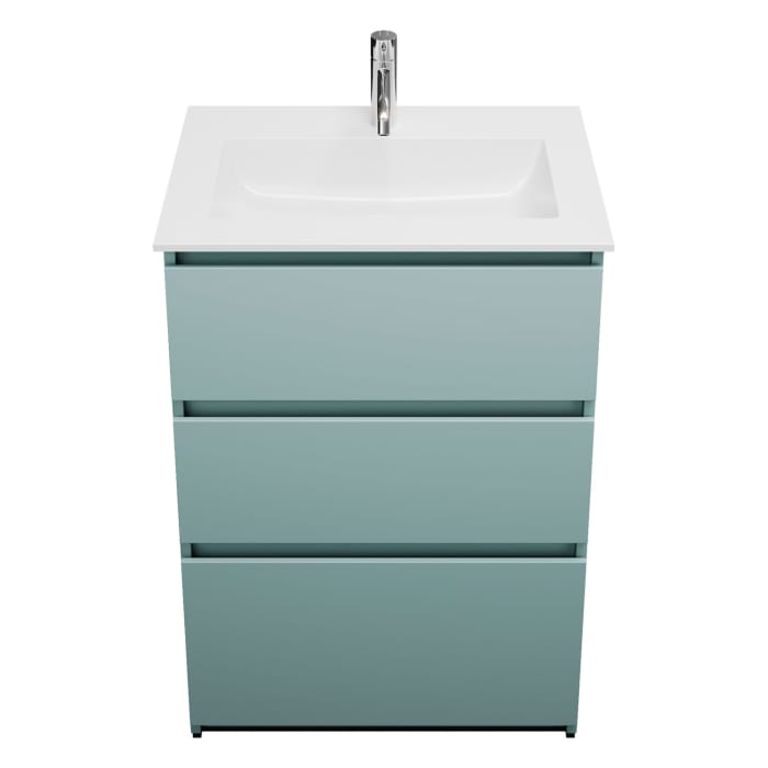 burgbad Lin20 Waschtischunterschrank mit Mineralguss-Waschtisch 62 cm, 3 Auszüge