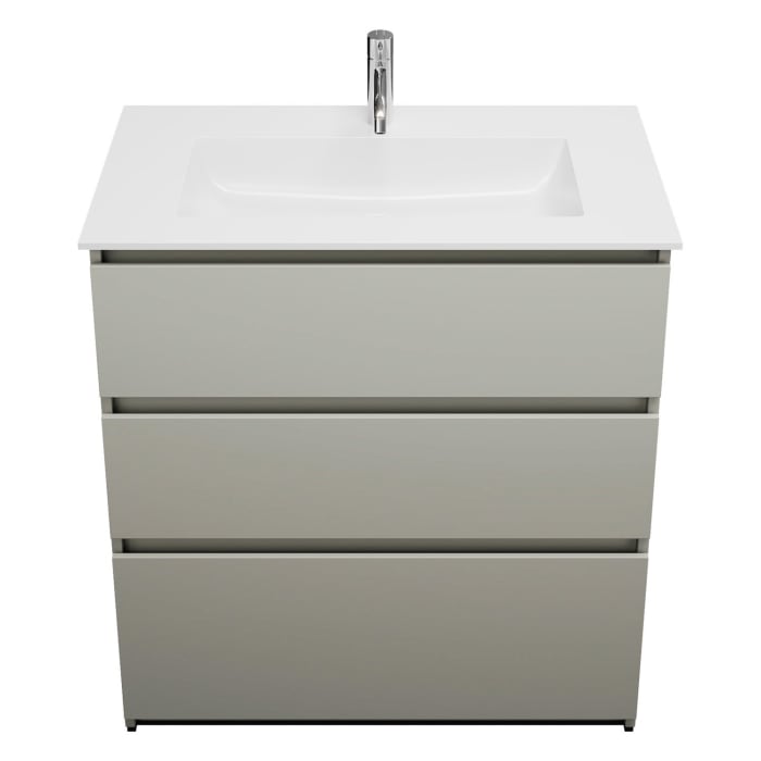 burgbad Lin20 Waschtischunterschrank mit Mineralguss-Waschtisch 82 cm, 3 Auszüge