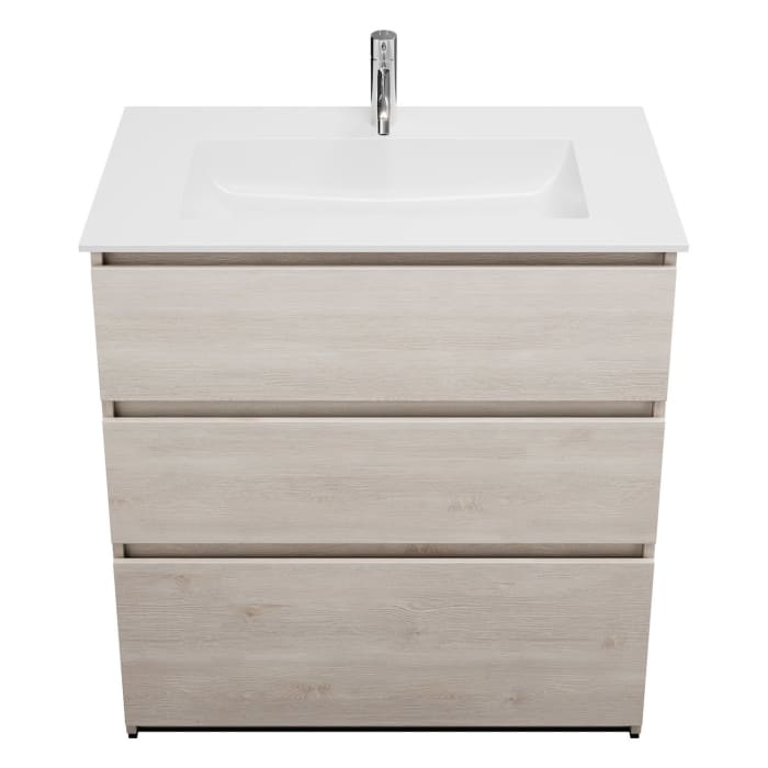 burgbad Lin20 Waschtischunterschrank mit Mineralguss-Waschtisch 82 cm, 3 Auszüge