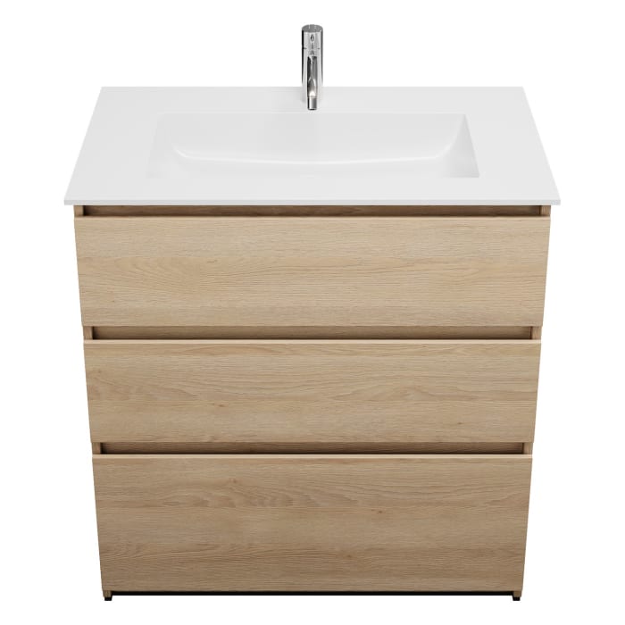 burgbad Lin20 Waschtischunterschrank mit Mineralguss-Waschtisch 82 cm, 3 Auszüge