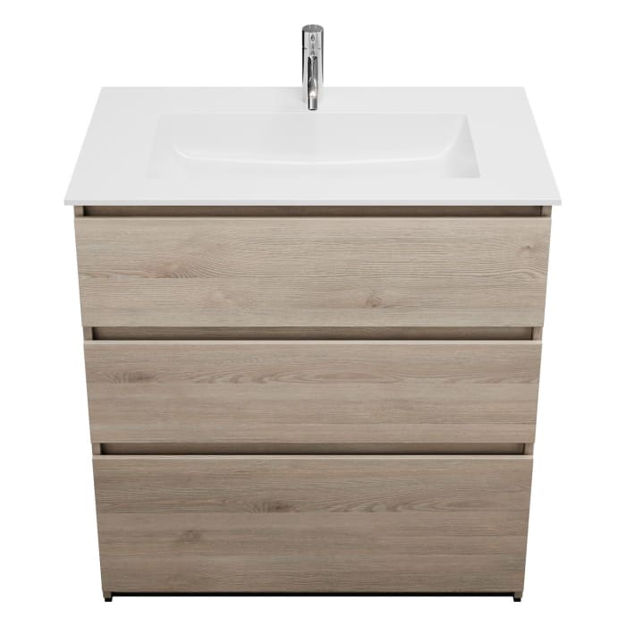 burgbad Lin20 Waschtischunterschrank mit Mineralguss-Waschtisch 82 cm, 3 Auszüge