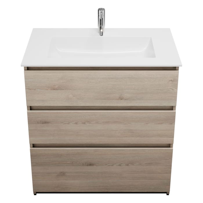 burgbad Lin20 Waschtischunterschrank mit Mineralguss-Waschtisch 82 cm, 3 Auszüge