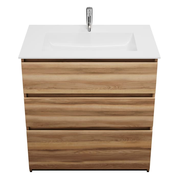 burgbad Lin20 Waschtischunterschrank mit Mineralguss-Waschtisch 82 cm, 3 Auszüge