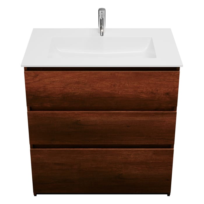 burgbad Lin20 Waschtischunterschrank mit Mineralguss-Waschtisch 82 cm, 3 Auszüge