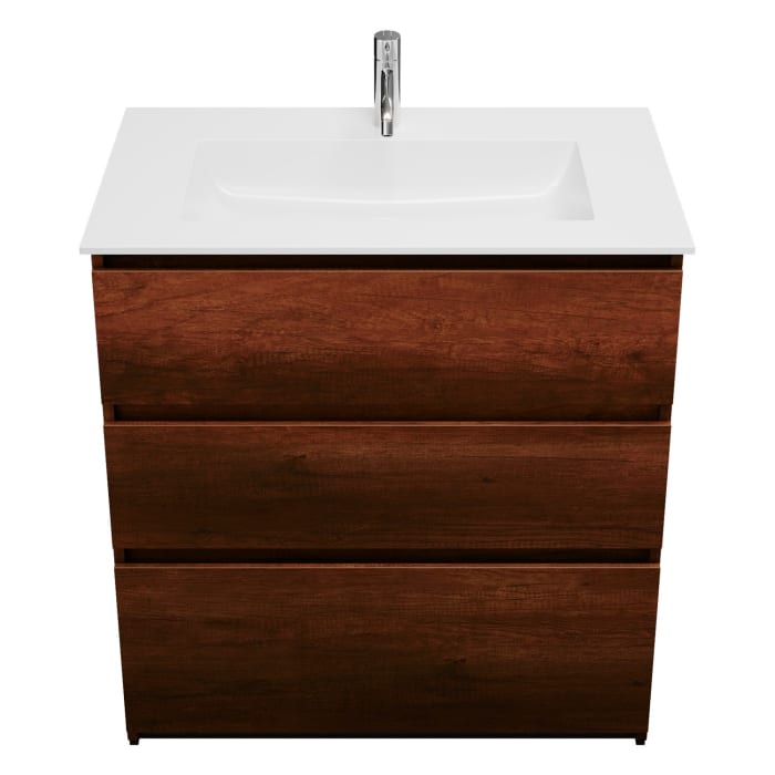 burgbad Lin20 Waschtischunterschrank mit Mineralguss-Waschtisch 82 cm, 3 Auszüge