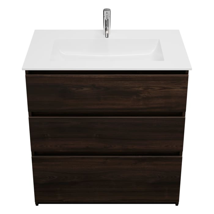 burgbad Lin20 Waschtischunterschrank mit Mineralguss-Waschtisch 82 cm, 3 Auszüge