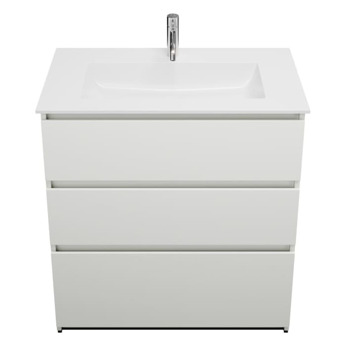 burgbad Lin20 Waschtischunterschrank mit Mineralguss-Waschtisch 82 cm, 3 Auszüge