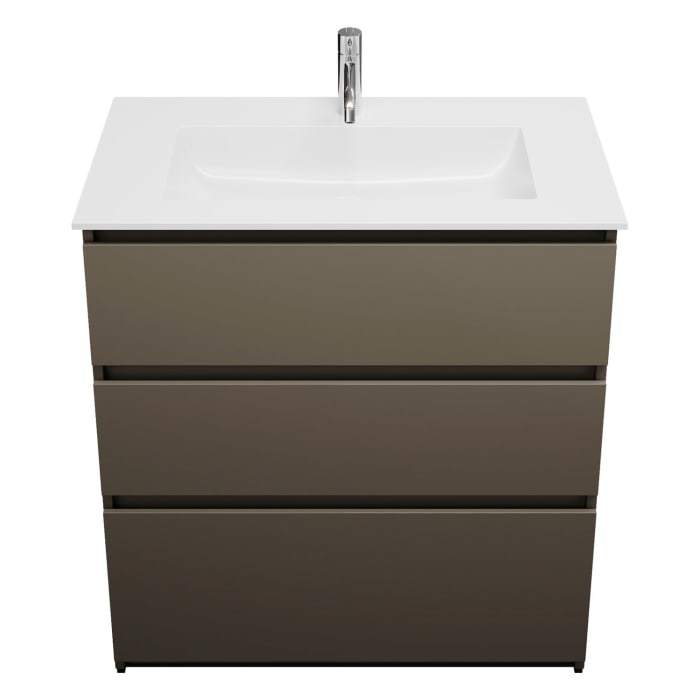 burgbad Lin20 Waschtischunterschrank mit Mineralguss-Waschtisch 82 cm, 3 Auszüge