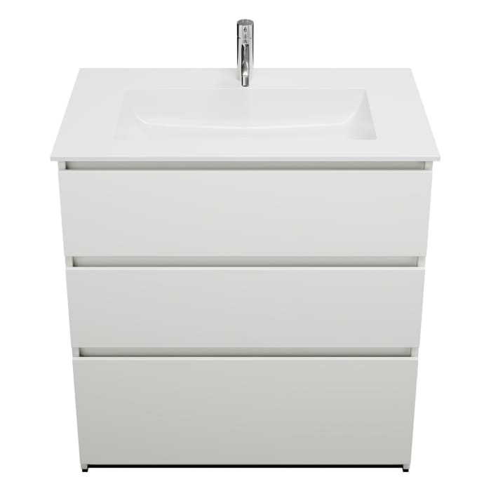 burgbad Lin20 Waschtischunterschrank mit Mineralguss-Waschtisch 82 cm, 3 Auszüge