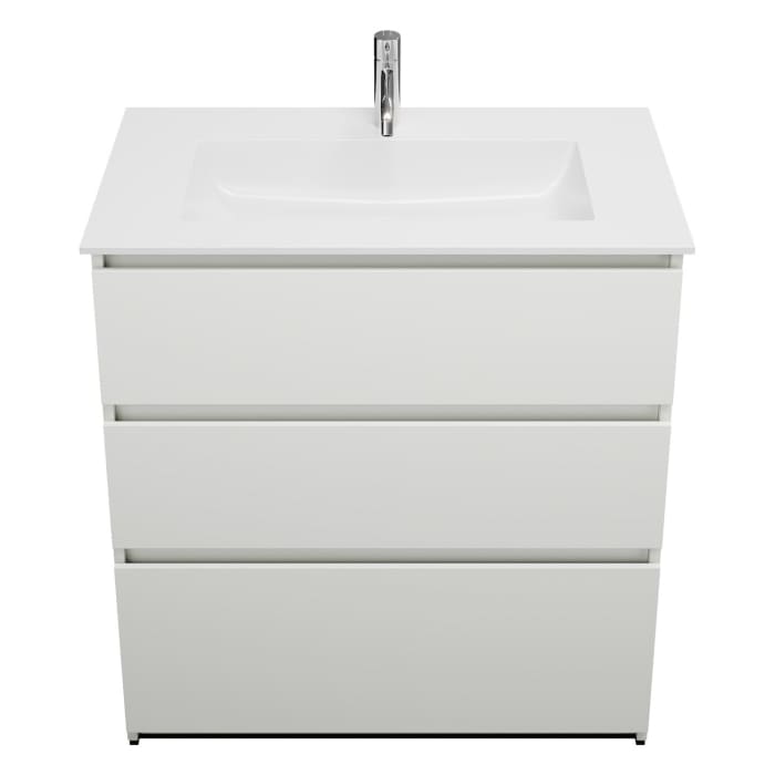 burgbad Lin20 Waschtischunterschrank mit Mineralguss-Waschtisch 82 cm, 3 Auszüge