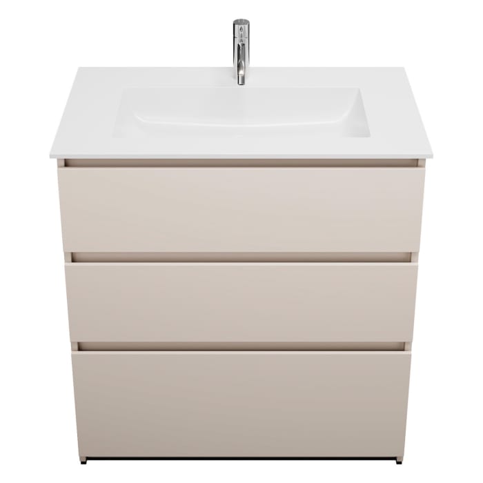 burgbad Lin20 Waschtischunterschrank mit Mineralguss-Waschtisch 82 cm, 3 Auszüge