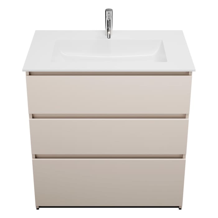 burgbad Lin20 Waschtischunterschrank mit Mineralguss-Waschtisch 82 cm, 3 Auszüge