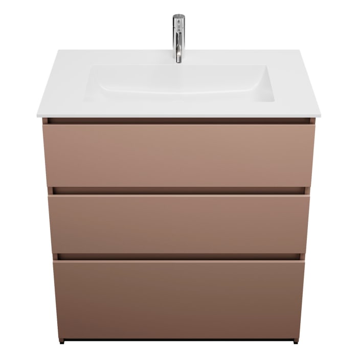 burgbad Lin20 Waschtischunterschrank mit Mineralguss-Waschtisch 82 cm, 3 Auszüge