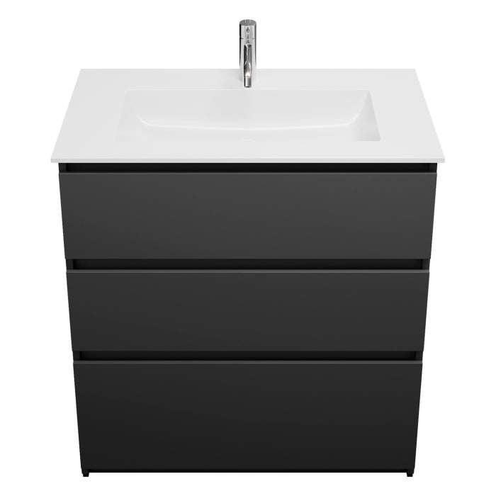 burgbad Lin20 Waschtischunterschrank mit Mineralguss-Waschtisch 82 cm, 3 Auszüge