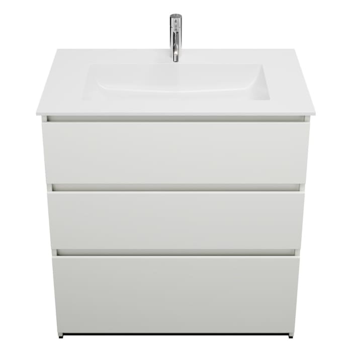 burgbad Lin20 Waschtischunterschrank mit Mineralguss-Waschtisch 82 cm, 3 Auszüge