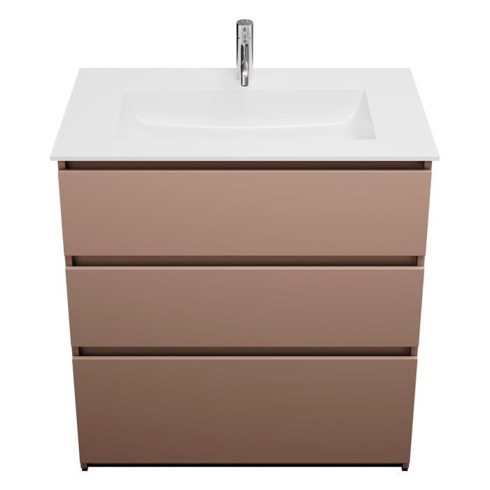 burgbad Lin20 Waschtischunterschrank mit Mineralguss-Waschtisch 82 cm, 3 Auszüge