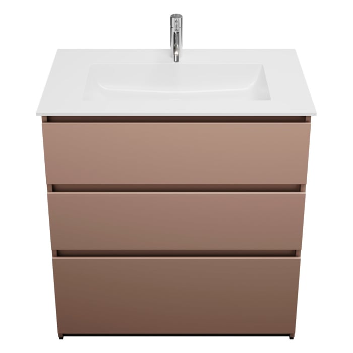 burgbad Lin20 Waschtischunterschrank mit Mineralguss-Waschtisch 82 cm, 3 Auszüge