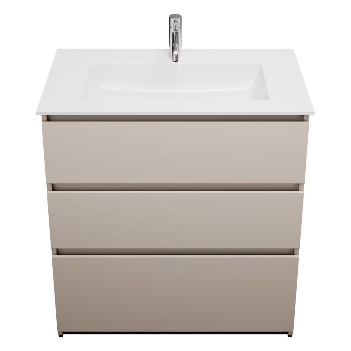 burgbad Lin20 Waschtischunterschrank mit Mineralguss-Waschtisch 82 cm, 3 Auszüge