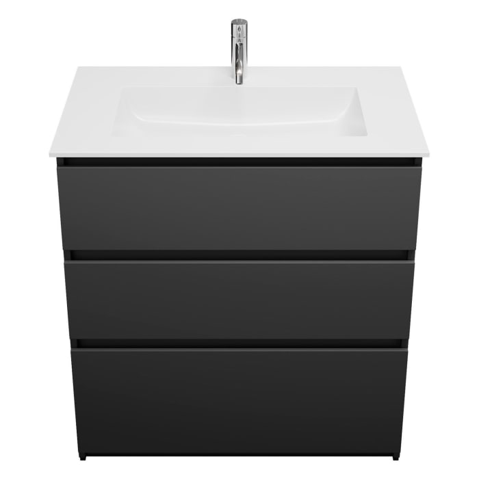 burgbad Lin20 Waschtischunterschrank mit Mineralguss-Waschtisch 82 cm, 3 Auszüge