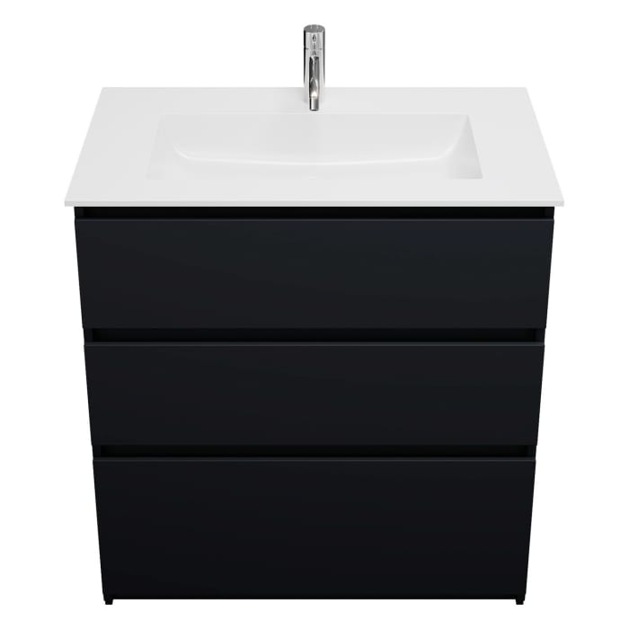 burgbad Lin20 Waschtischunterschrank mit Mineralguss-Waschtisch 82 cm, 3 Auszüge