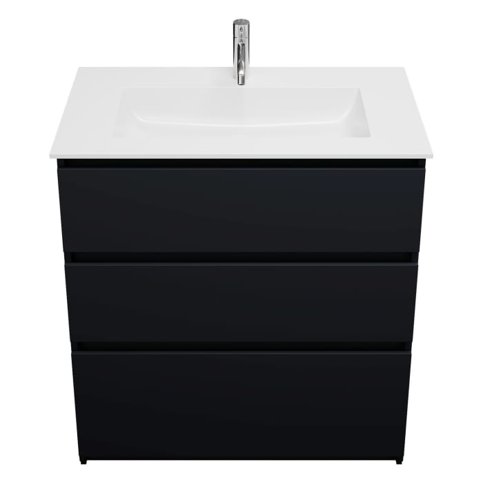 burgbad Lin20 Waschtischunterschrank mit Mineralguss-Waschtisch 82 cm, 3 Auszüge